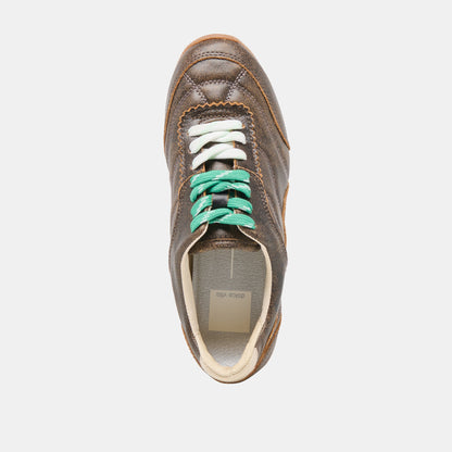 Laini Brown Distressed Leather Sneakers - Dolce Vita
