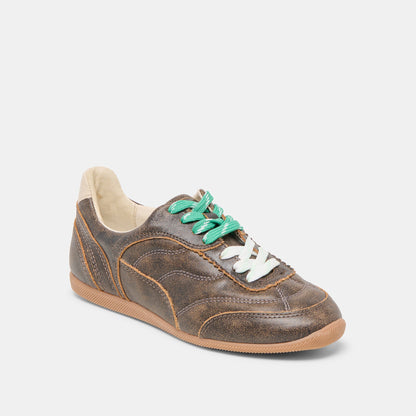 Laini Brown Distressed Leather Sneakers - Dolce Vita