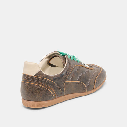 Laini Brown Distressed Leather Sneakers - Dolce Vita