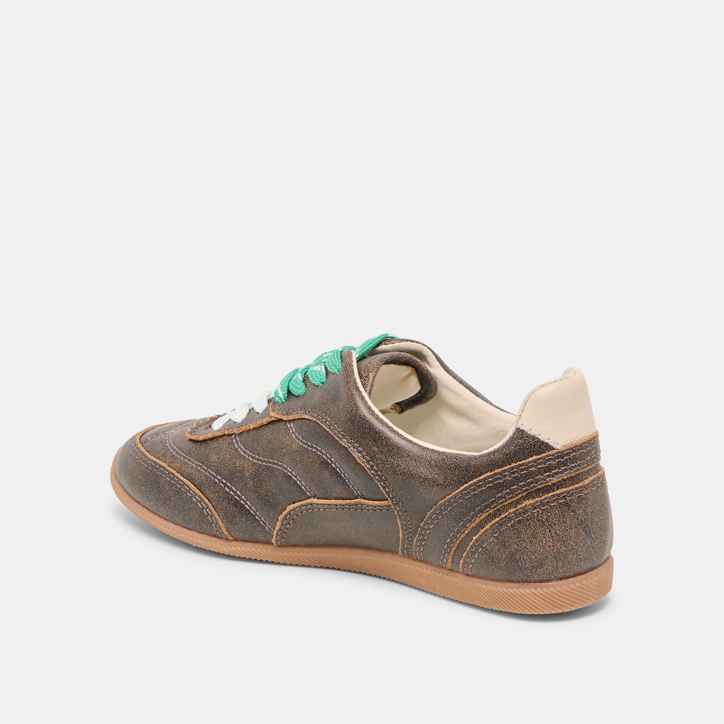 Laini Brown Distressed Leather Sneakers - Dolce Vita