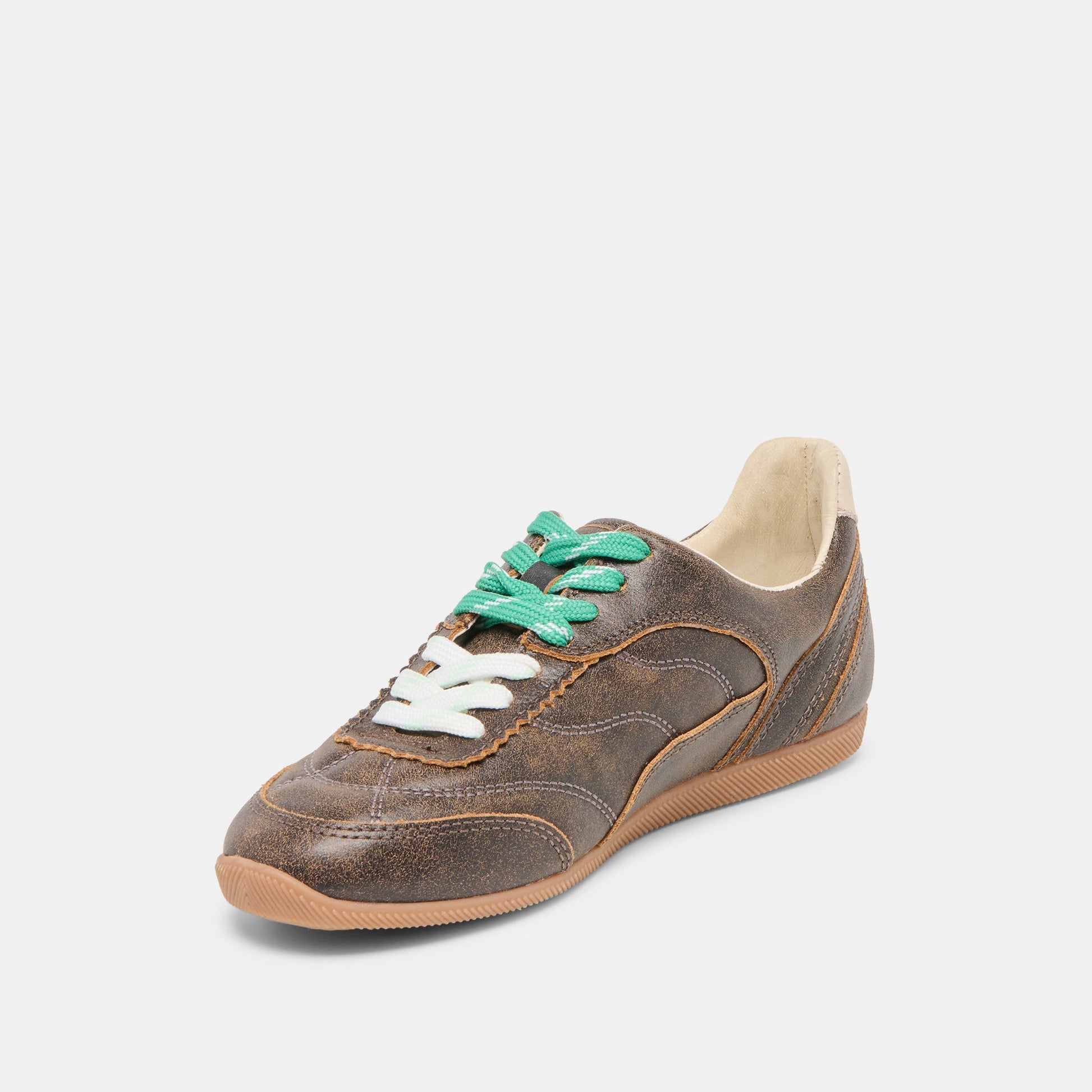 Laini Brown Distressed Leather Sneakers - Dolce Vita