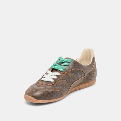 Laini Brown Distressed Leather Sneakers - Dolce Vita