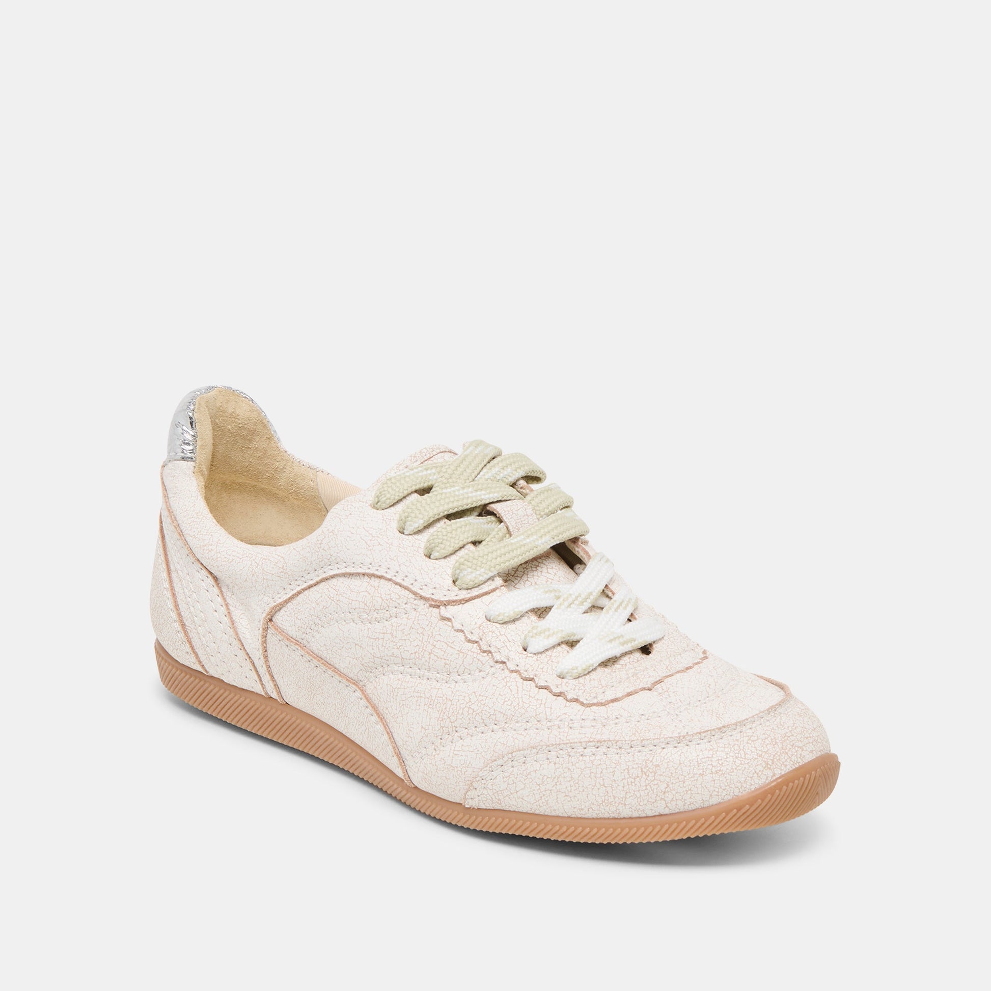 Laini Off White Crackled Leather Sneakers - Dolce Vita