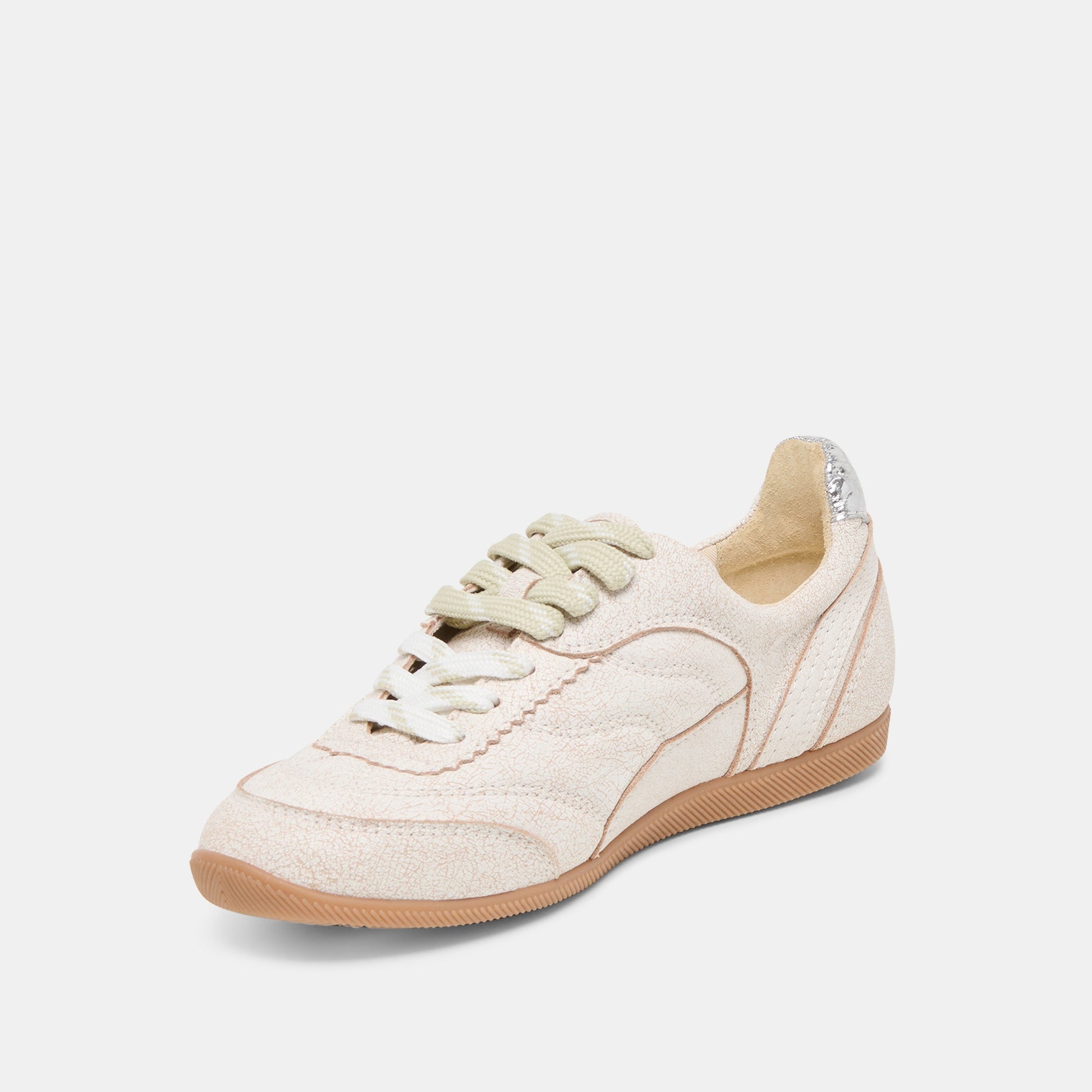 Laini Off White Crackled Leather Sneakers - Dolce Vita
