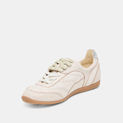 Laini Off White Crackled Leather Sneakers - Dolce Vita