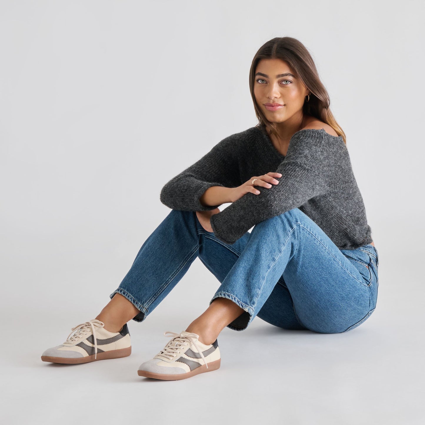 Merit White Grey Leather Sneakers - Dolce Vita