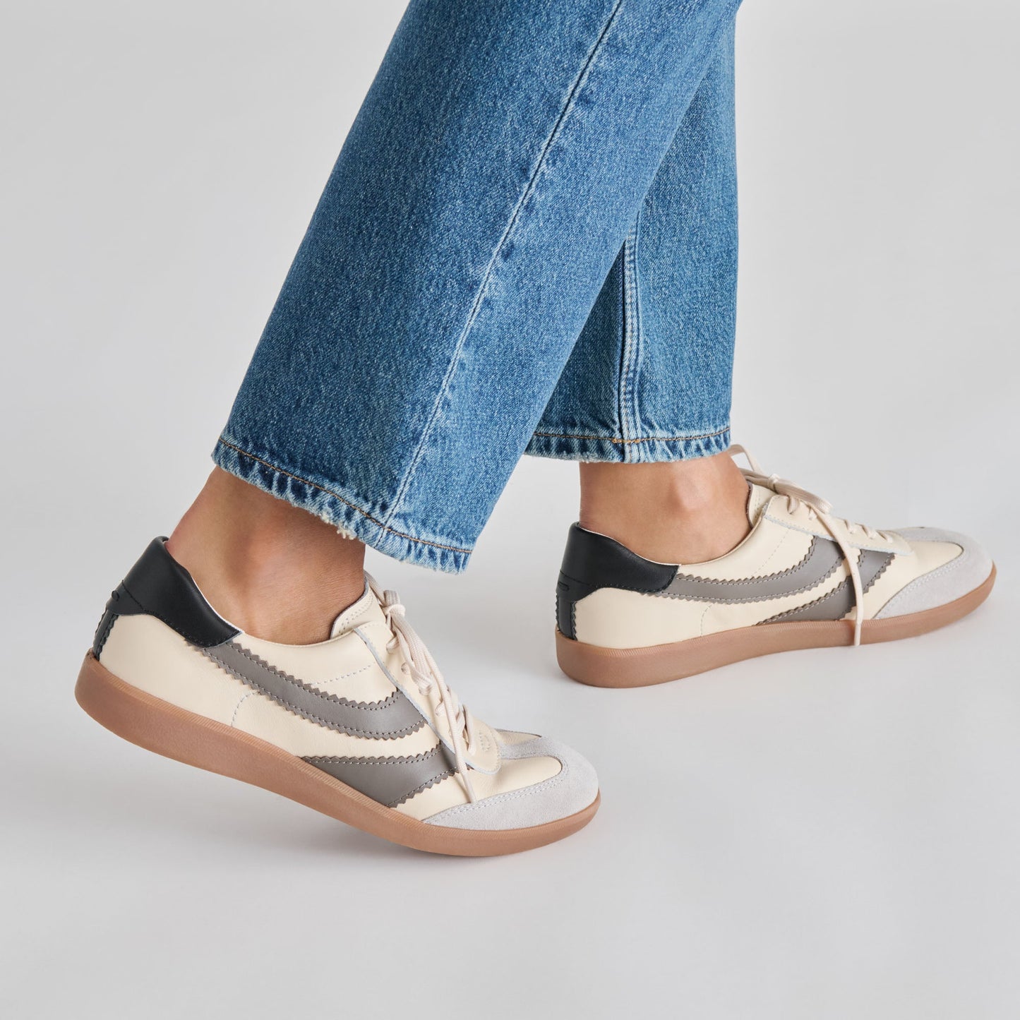 Merit White Grey Leather Sneakers - Dolce Vita
