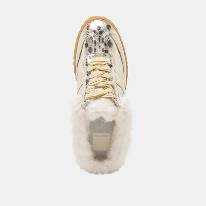Izzey Plush Platinum Leather Sneakers - Dolce Vita