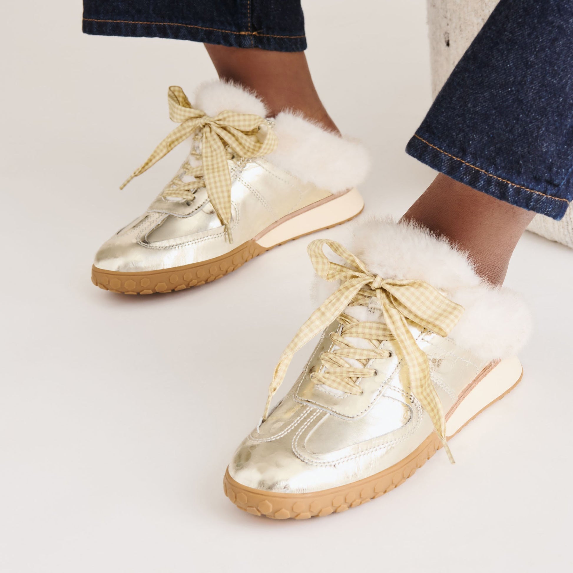 Izzey Plush Platinum Leather Sneakers - Dolce Vita