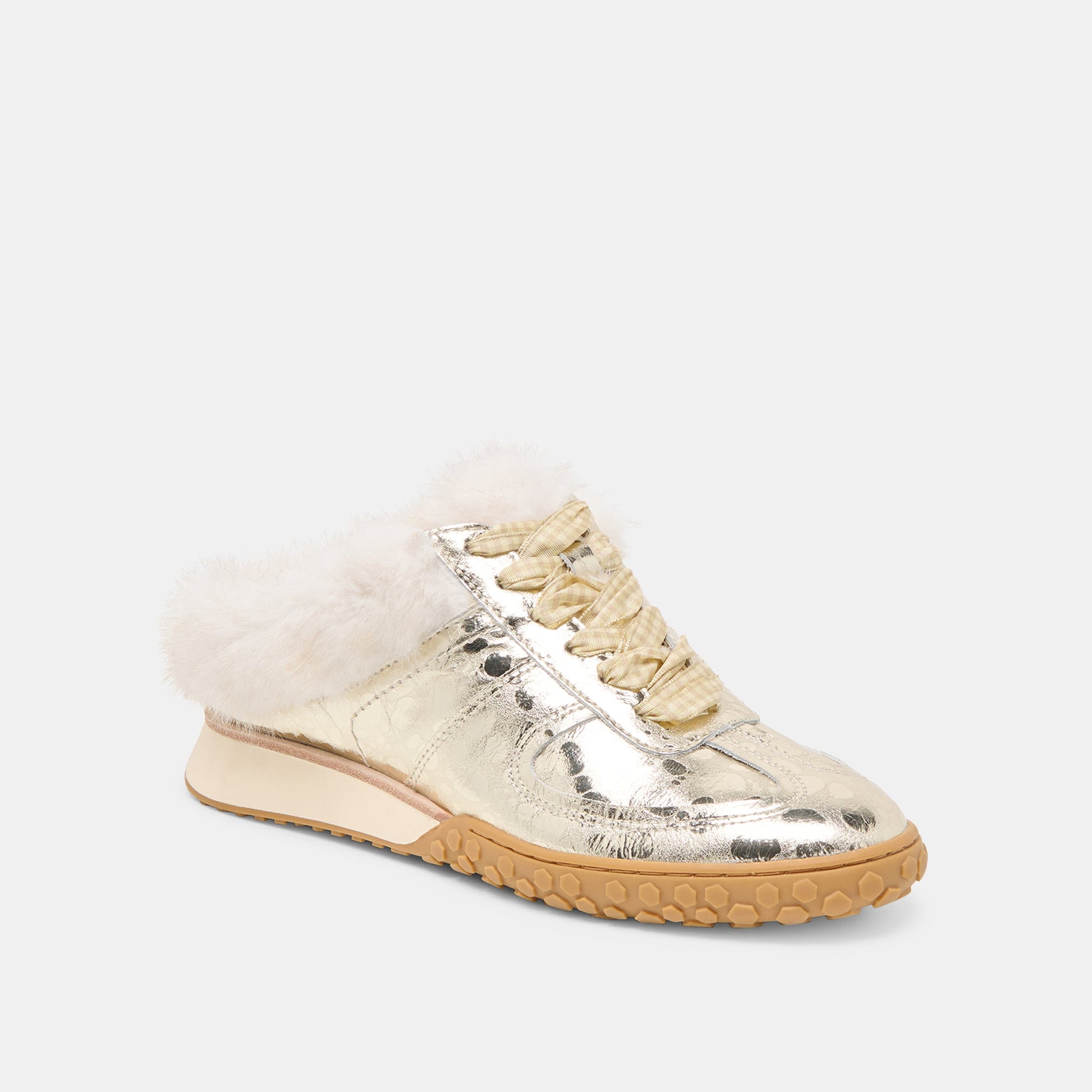 Izzey Plush Platinum Leather Sneakers - Dolce Vita