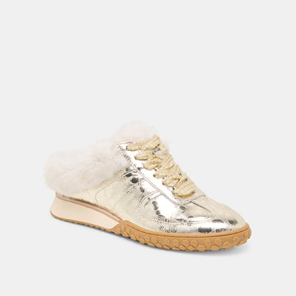 Izzey Plush Platinum Leather Sneakers - Dolce Vita