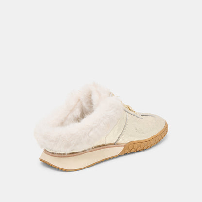 Izzey Plush Platinum Leather Sneakers - Dolce Vita