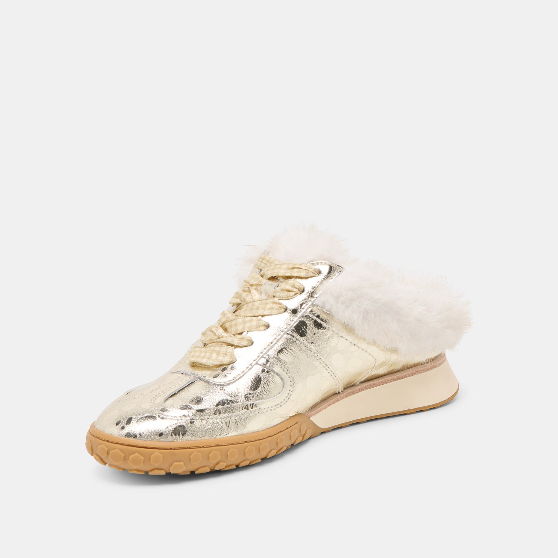 Izzey Plush Platinum Leather Sneakers - Dolce Vita
