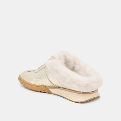 Izzey Plush Platinum Leather Sneakers - Dolce Vita