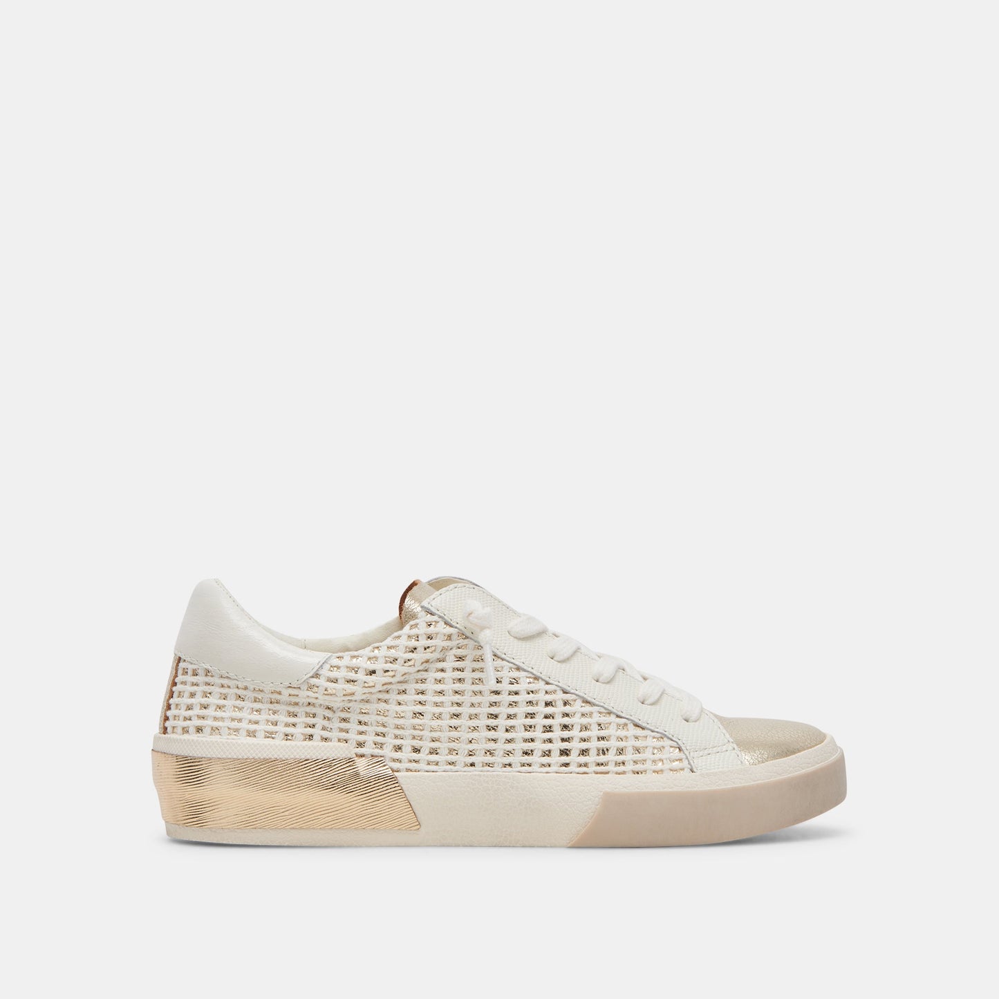 Zina Bone Gold Woven Wide Sneakers - Dolce Vita