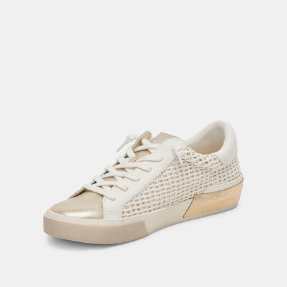 Zina Bone Gold Woven Wide Sneakers - Dolce Vita
