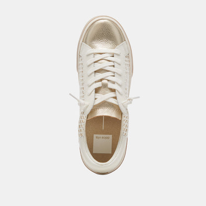 Zina Bone Gold Woven Wide Sneakers - Dolce Vita