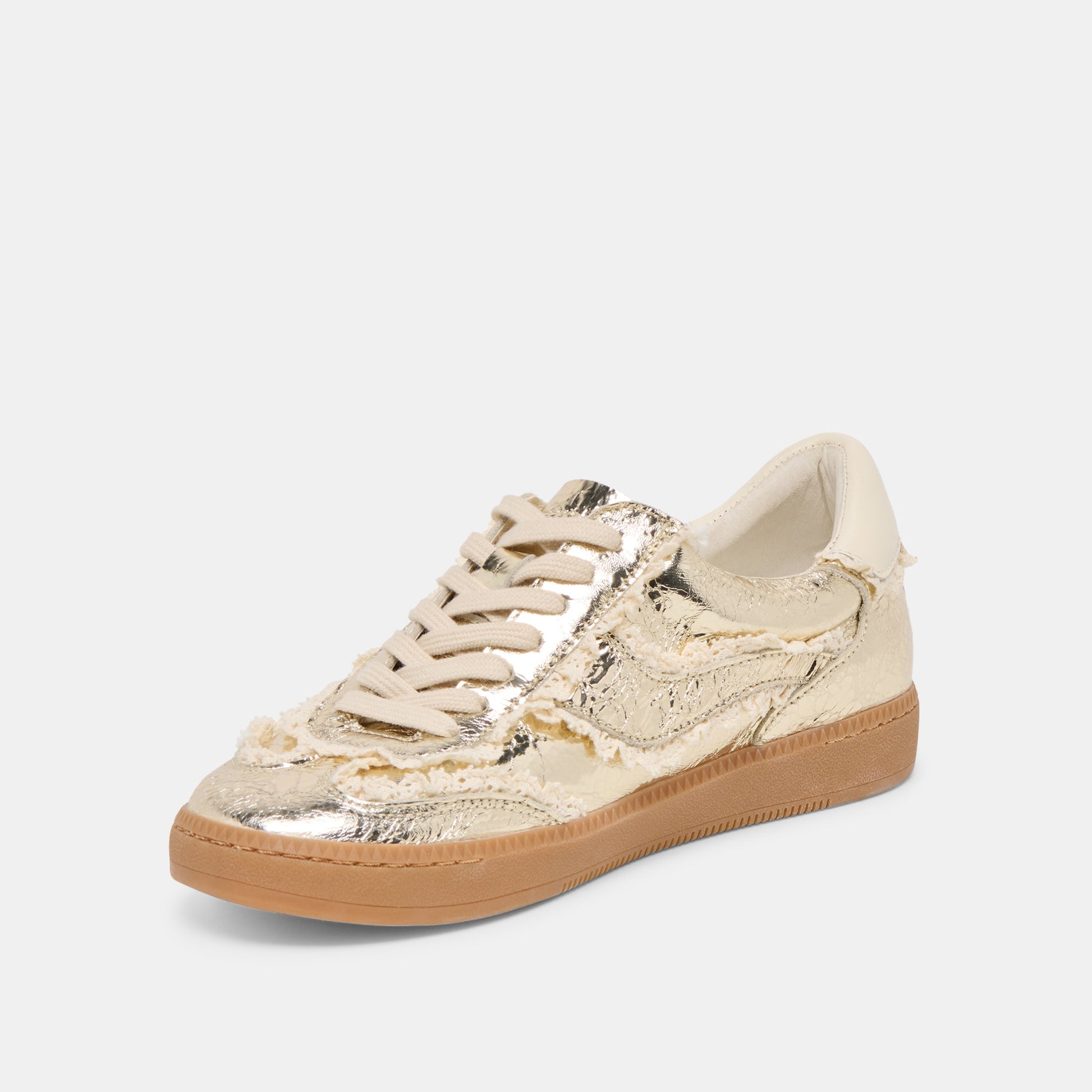 Notice Lace Platinum Distressed Leather Sneakers - Dolce Vita