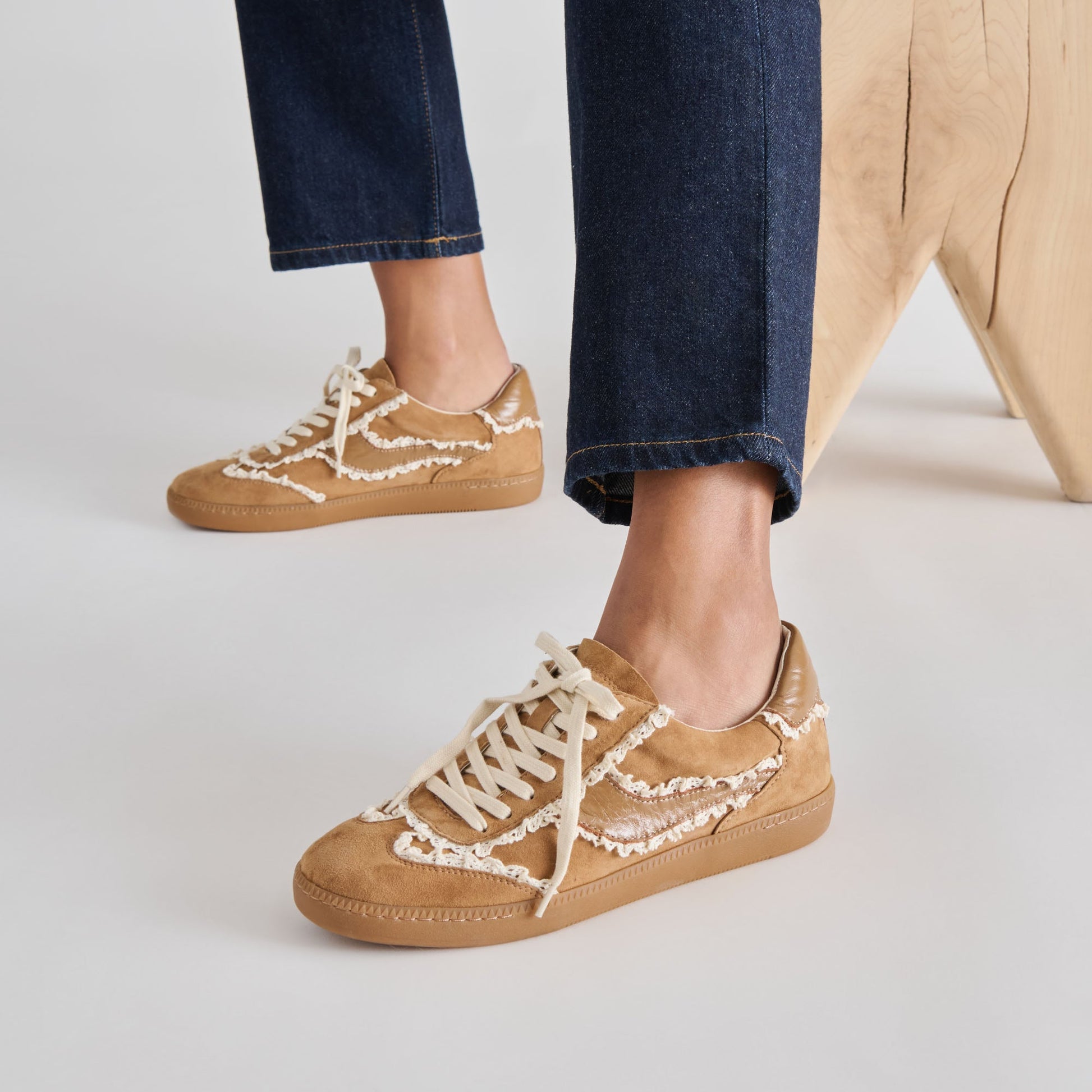 Notice Lace Lt Brown Suede Sneakers - Dolce Vita