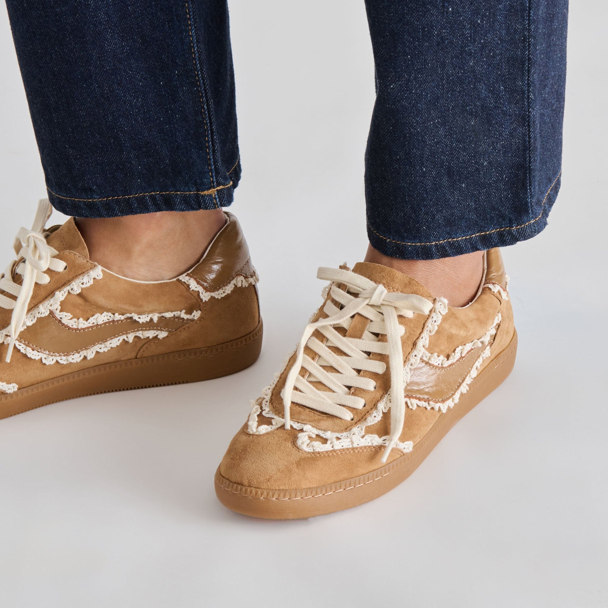 Notice Lace Lt Brown Suede Sneakers - Dolce Vita