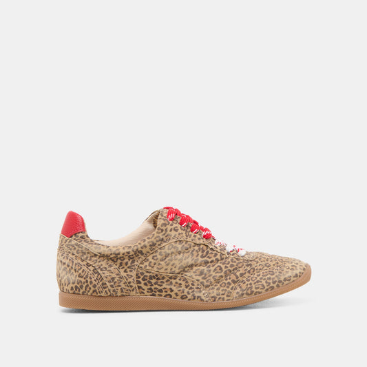 Laini Tan Leopard Printed Suede Sneakers - Dolce Vita