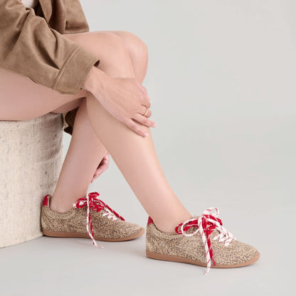 Laini Tan Leopard Printed Suede Sneakers - Dolce Vita