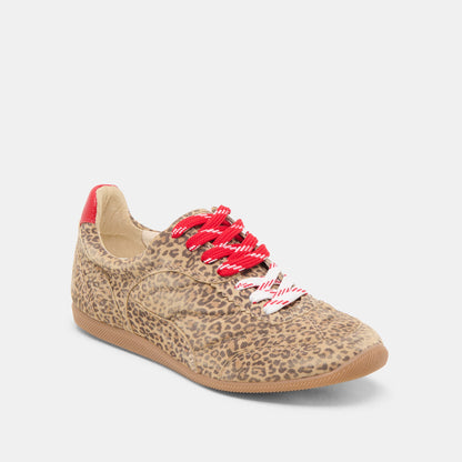 Laini Tan Leopard Printed Suede Sneakers - Dolce Vita