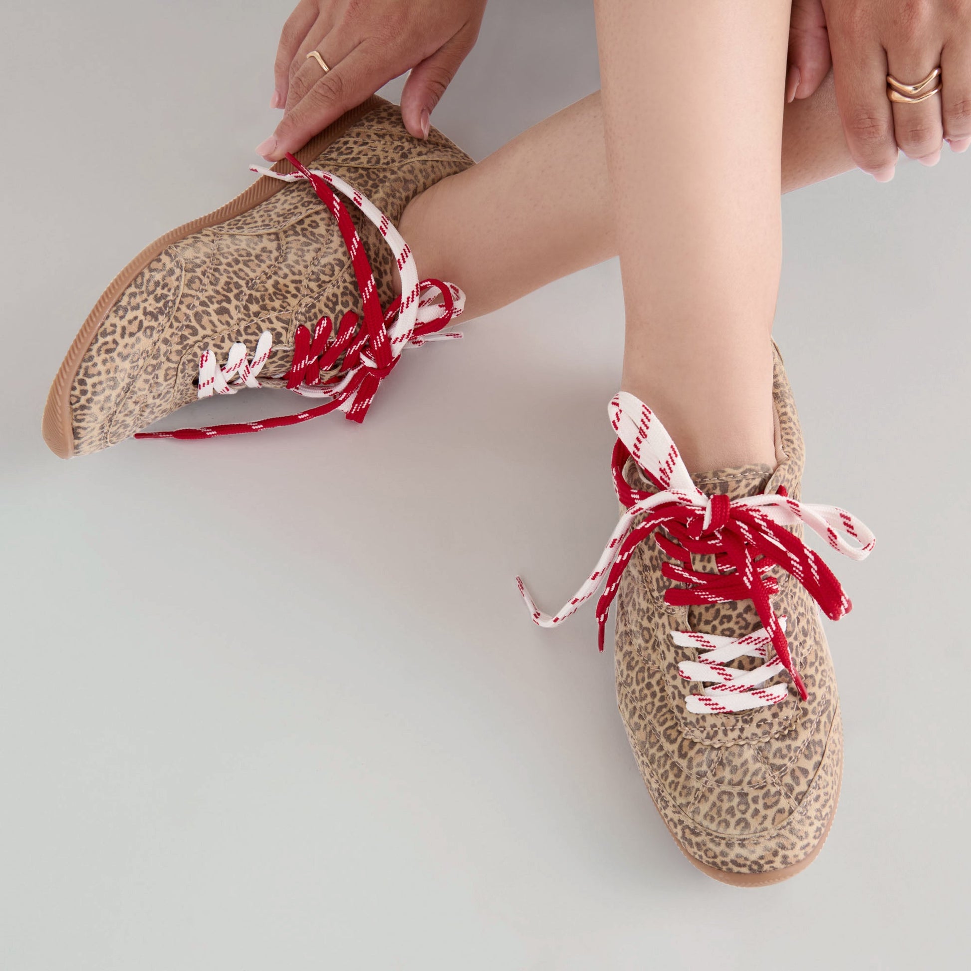 Laini Tan Leopard Printed Suede Sneakers - Dolce Vita