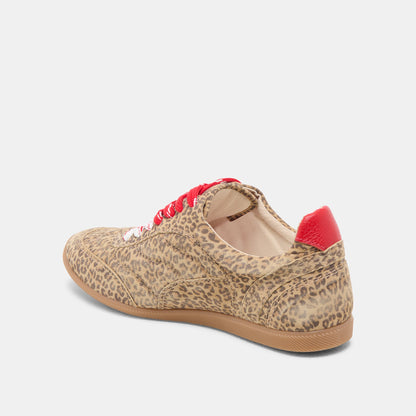 Laini Tan Leopard Printed Suede Sneakers - Dolce Vita