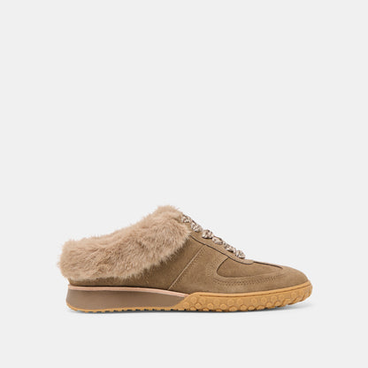 Izzey Plush Olive Suede Sneakers - Dolce Vita