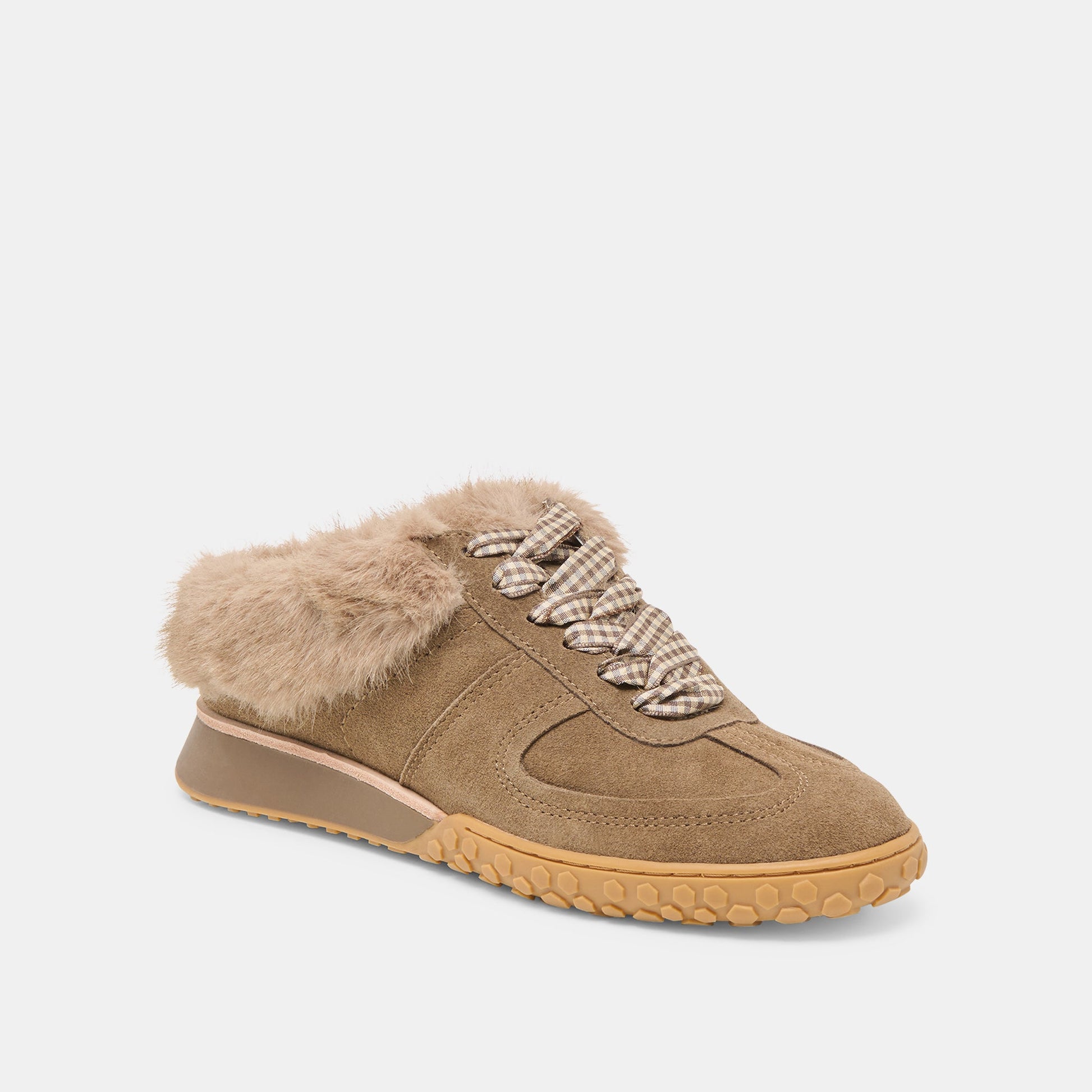 Izzey Plush Olive Suede Sneakers - Dolce Vita