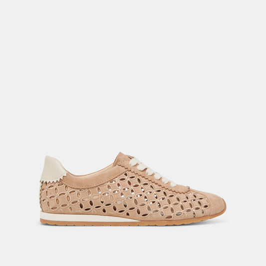 DANIE EYELET PERF SNEAKERS CAMEL SUEDE - Dolce Vita