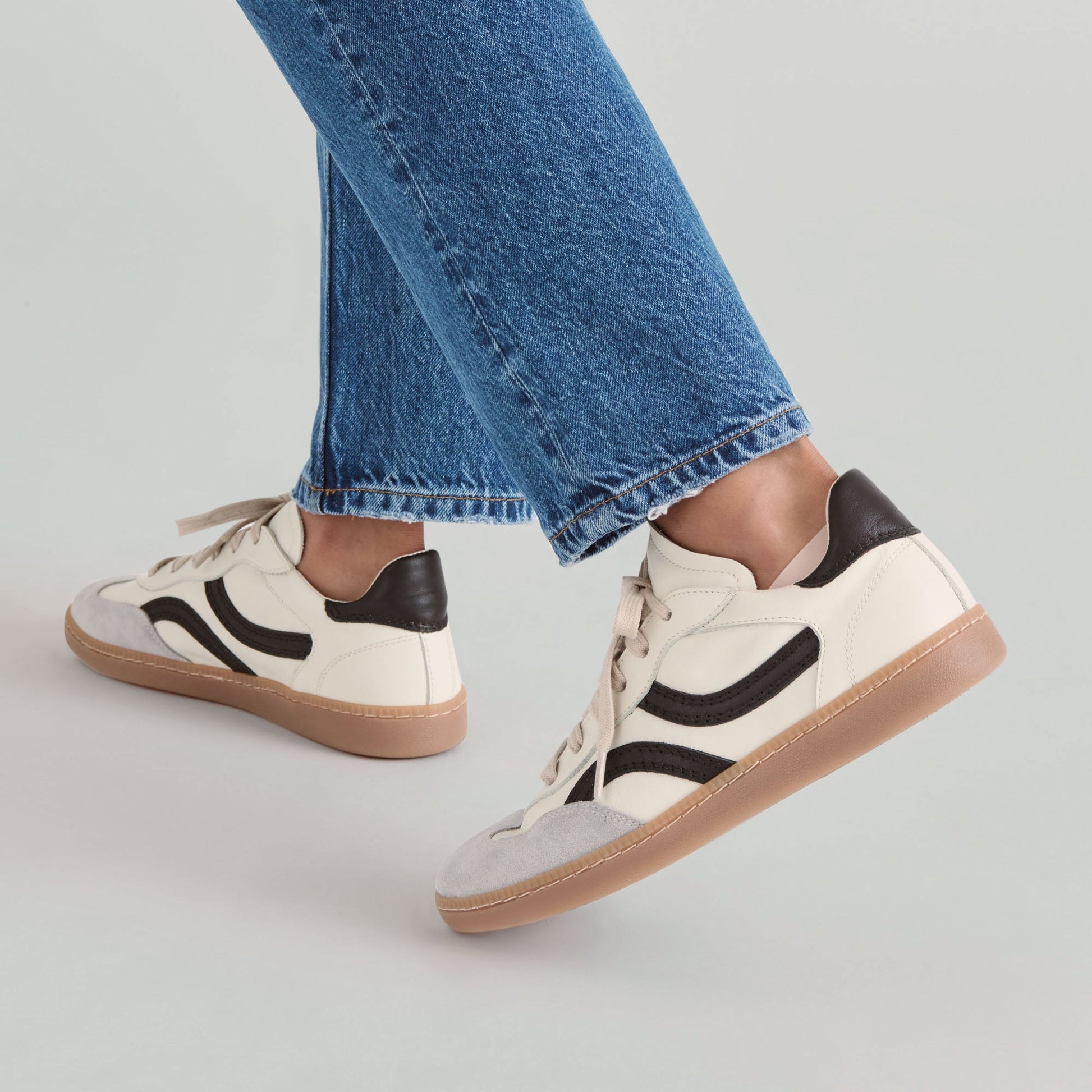 Rebel White Black Leather Sneakers - Dolce Vita