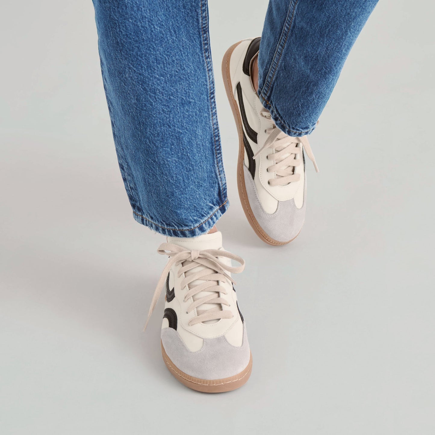 Rebel White Black Leather Sneakers - Dolce Vita
