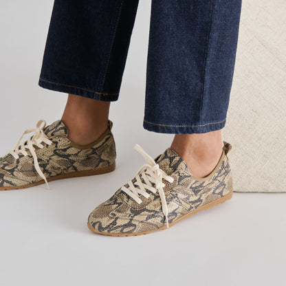 Viper Snake Print Embossed Leather Sneakers - Dolce Vita