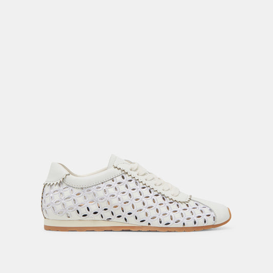 DANIE EYELET PERF SNEAKERS TRUE WHITE LEATHER - Dolce Vita