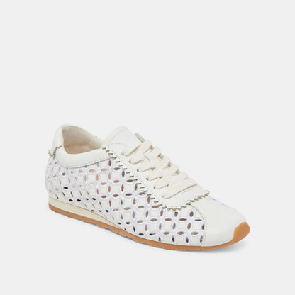 DANIE EYELET PERF SNEAKERS TRUE WHITE LEATHER - Dolce Vita