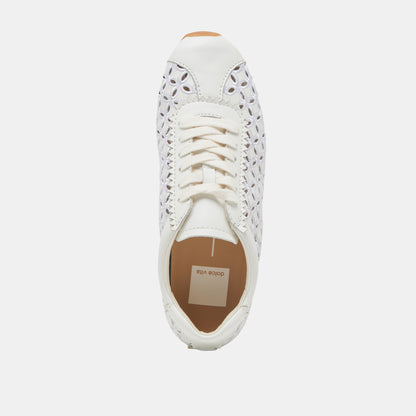 DANIE EYELET PERF SNEAKERS TRUE WHITE LEATHER - Dolce Vita