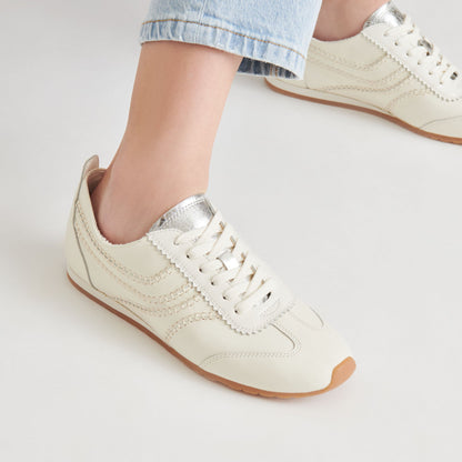 DELANY SNEAKERS OFF WHITE LEATHER - Dolce Vita