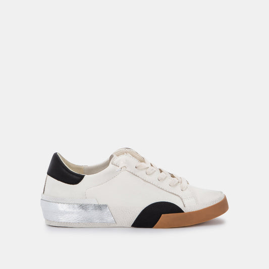 Zina Wide Sneakers White Black Leather - Dolce Vita