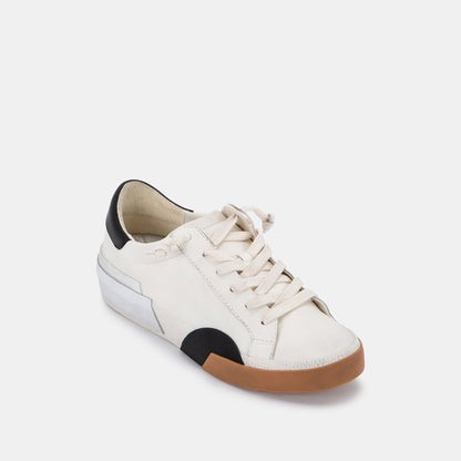 Zina Wide Sneakers White Black Leather - Dolce Vita