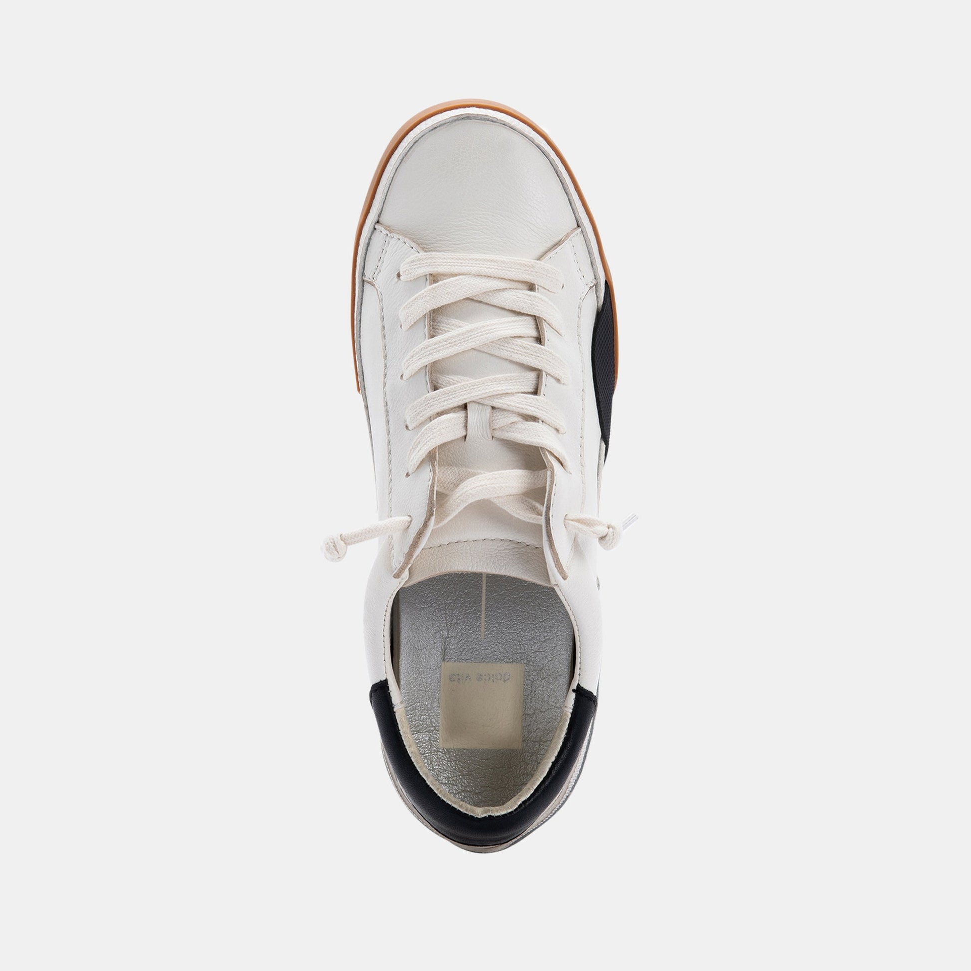 Zina Wide Sneakers White Black Leather - Dolce Vita