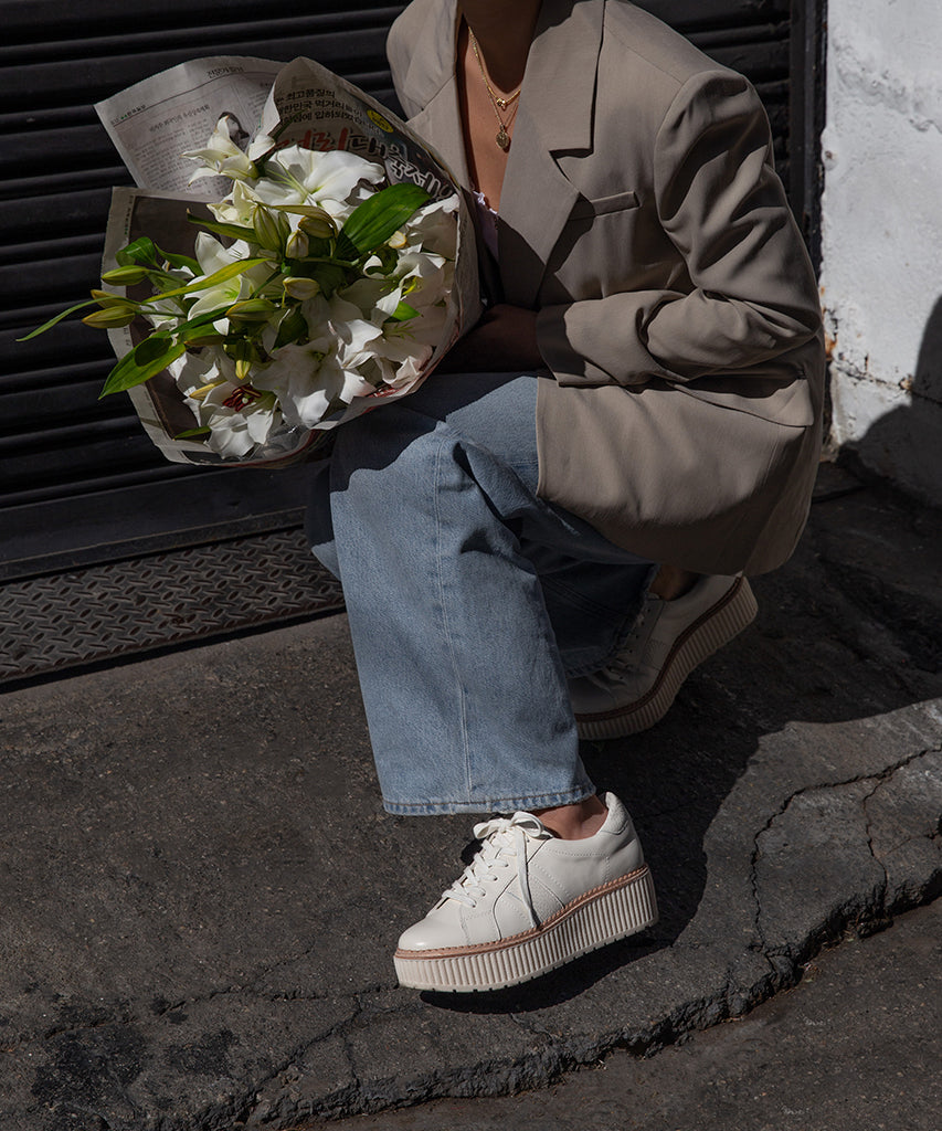 TIGER SNEAKERS WHITE LEATHER - Dolce Vita