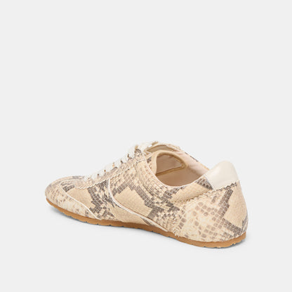Dorie Natural Snake Embossed Leather Sneakers - Dolce Vita