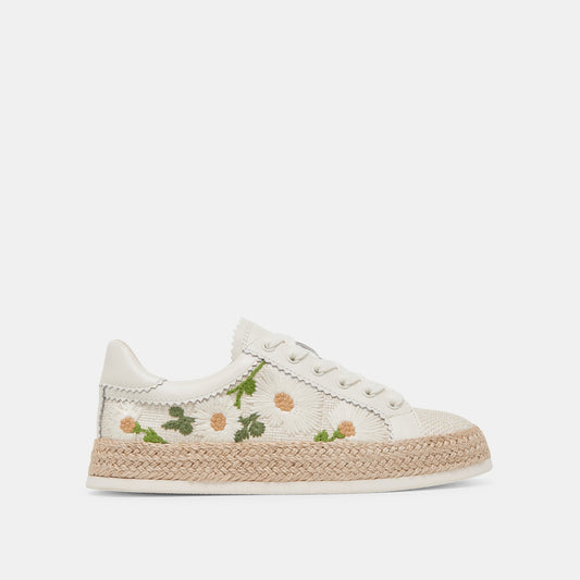 AZALIA SNEAKERS WHITE FLORAL RAFFIA - Dolce Vita