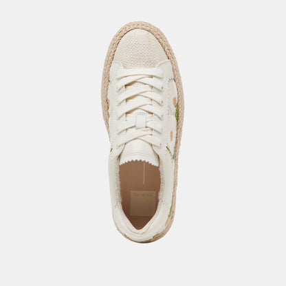 AZALIA SNEAKERS WHITE FLORAL RAFFIA - Dolce Vita