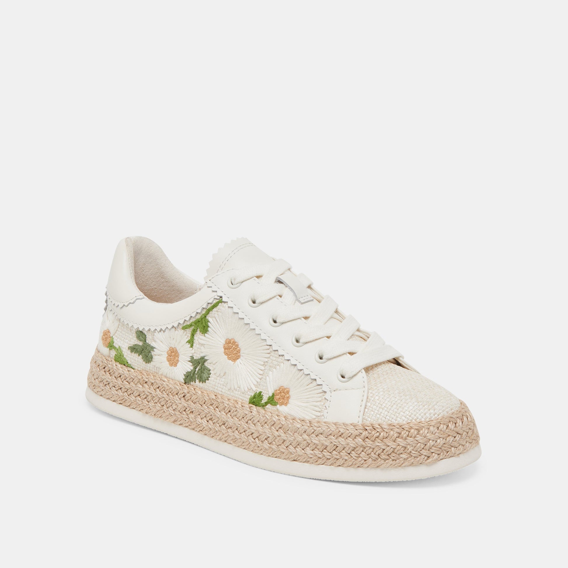 AZALIA SNEAKERS WHITE FLORAL RAFFIA - Dolce Vita