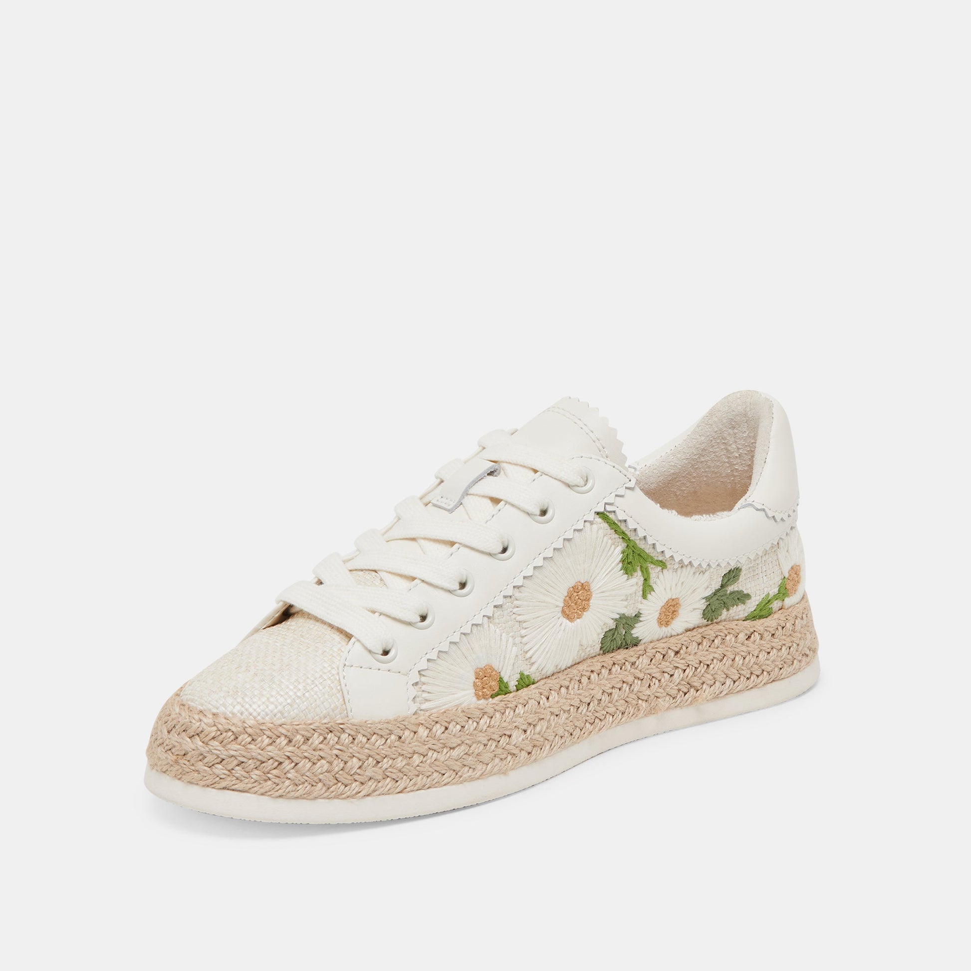 AZALIA SNEAKERS WHITE FLORAL RAFFIA - Dolce Vita