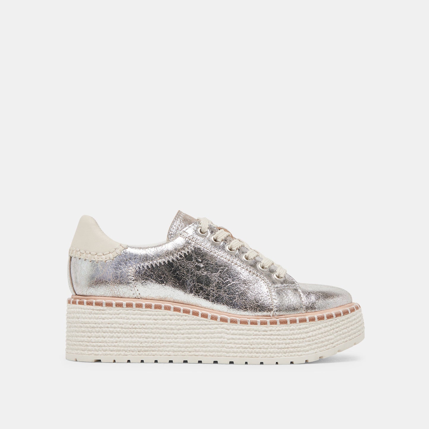 TWAIN SNEAKERS SILVER CRACKLED LEATHER - Dolce Vita