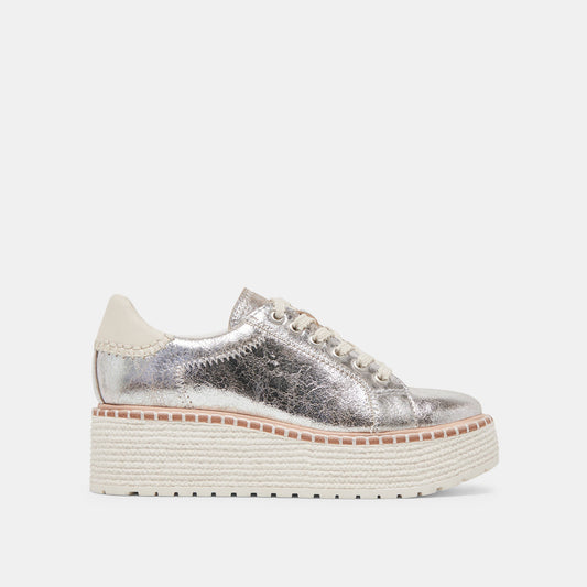 TWAIN SNEAKERS SILVER CRACKLED LEATHER - Dolce Vita